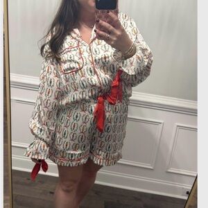 White and Red Patterned Pajama Set